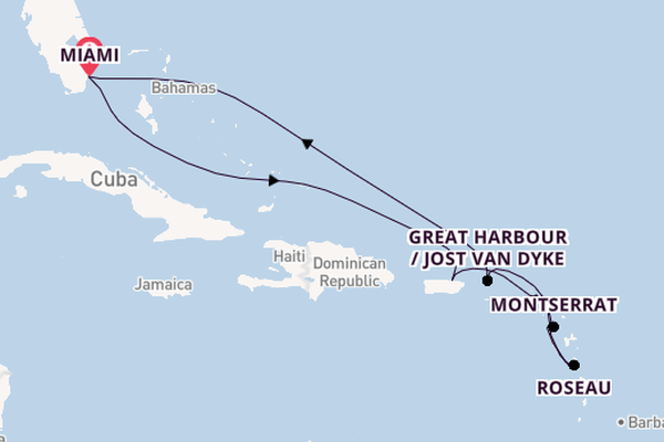Caribbean from Miami, Florida, USA with the Seabourn Quest