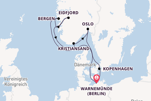 Norwegen ab Warnemünde, Deutschland auf der MSC Magnifica