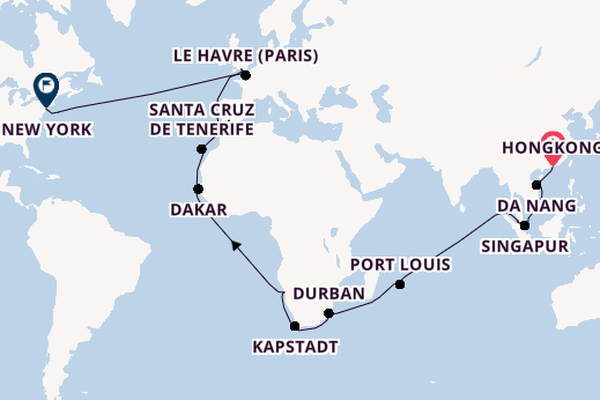 Weltreise ab Hongkong, China auf der Queen Mary 2