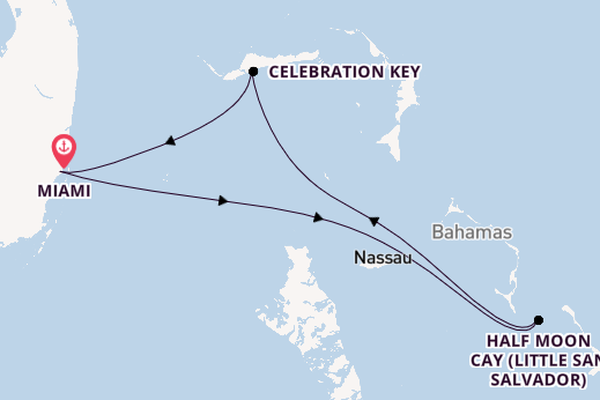 Caribbean from Miami, Florida, USA with the Carnival Conquest
