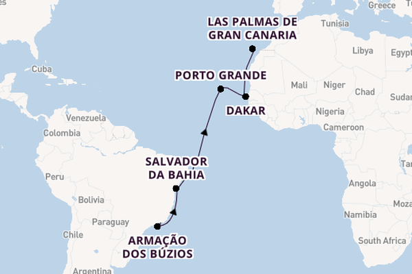 Transatlantic & Repositioning from Rio de Janeiro, Brazil with the Marina