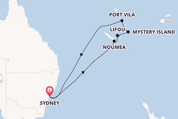Zuidelijke Stille Oceaan vanaf Sydney, Australië met de Carnival Adventure