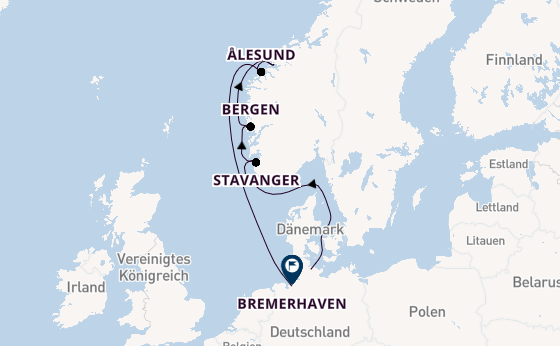 Norwegen ab Kiel, Deutschland auf der Mein Schiff 2