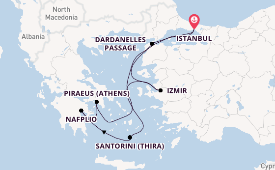 Eastern Mediterranean from Istanbul, Turkey with the Costa Pacifica