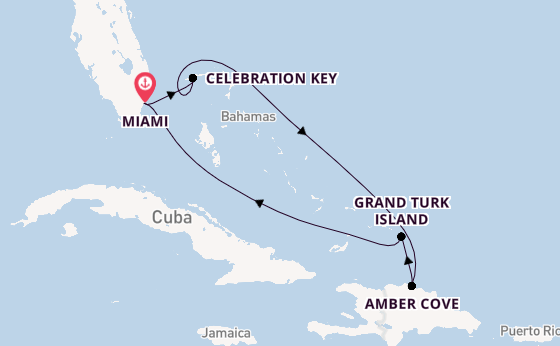 Caribbean from Miami, Florida, USA with the Carnival Sunrise