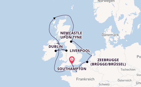 Britische Inseln ab Southampton, Großbritannien auf der Norwegian Sky