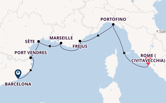 Western Mediterranean from Rome (Civitavecchia), Italy with the Seabourn Ovation 