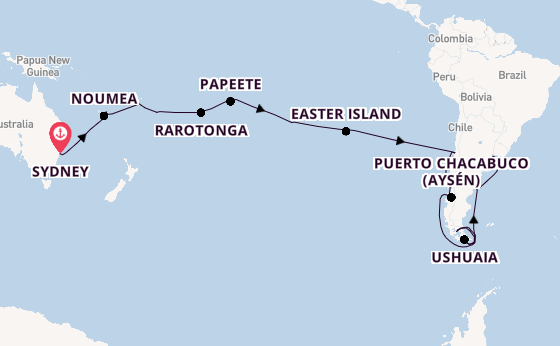 Transpacific from Sydney, Australia with the Costa Serena