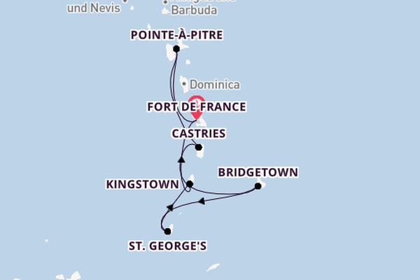 Südliche Karibik ab Fort de France, Martinique auf der MSC Seaview