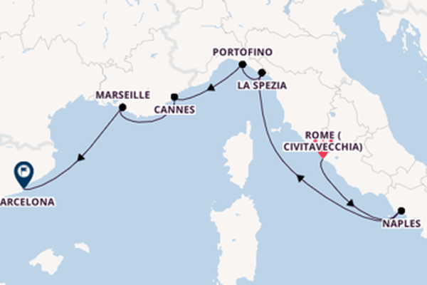 Western Mediterranean from Rome (Civitavecchia), Italy with the Celebrity Equinox