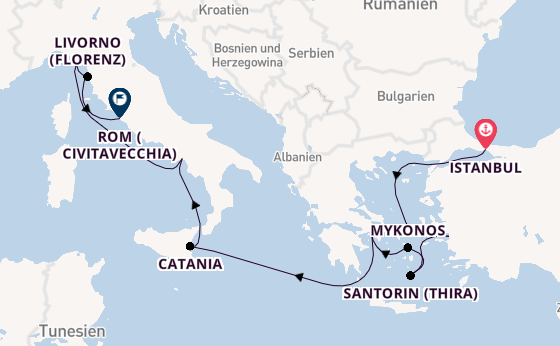 Mittelmeer ab Istanbul, Türkei auf der Norwegian Viva