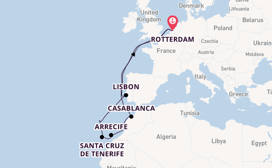 Canary Islands from Rotterdam, Netherlands with the Nieuw Statendam