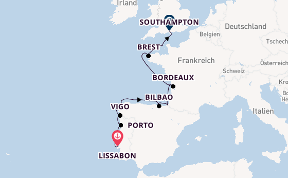 Vereinigtes Königreich ab Lissabon, Portugal auf der Sirena