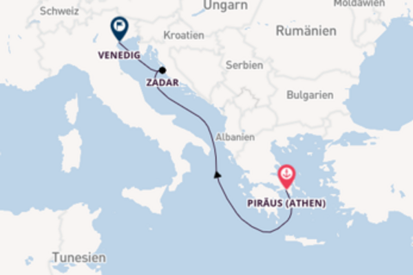 Von Piräus (Athen) über Zadar in 4 Tagen