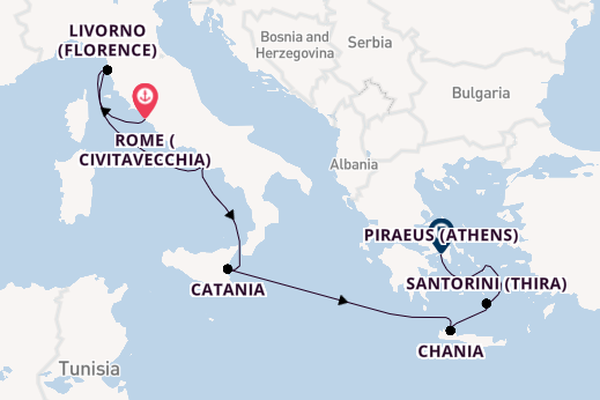 Mediterranean from Rome (Civitavecchia), Italy with the Scarlet Lady