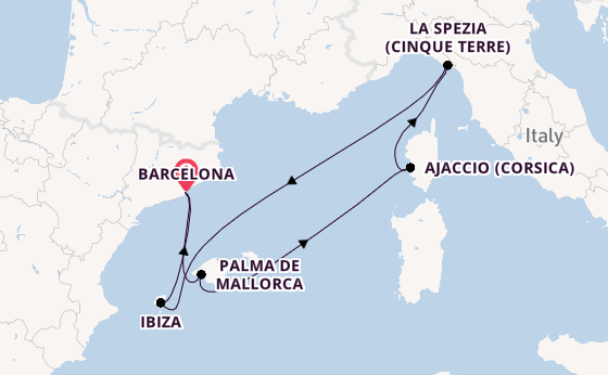 Westelijke Middellandse Zee vanaf Barcelona met AIDAcosma
