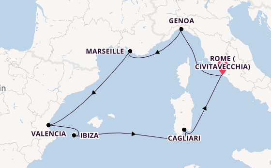 Western Mediterranean from Australia with the MSC Musica
