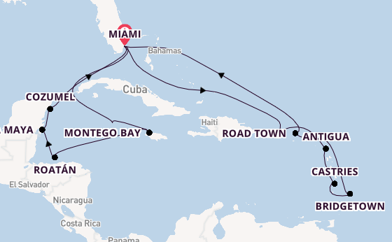 Caribbean from Miami, Florida with the Queen Elizabeth