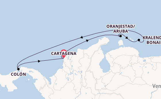 Southern Caribbean from Cartagena, Colombia with the Grandeur of the Seas