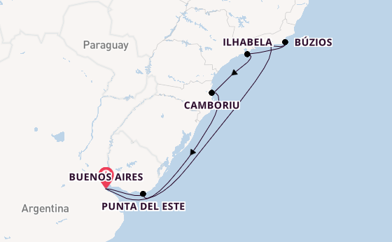 South America from Buenos Aires, Argentina with the MSC Splendida