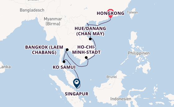 Südostasien ab Hongkong, China auf der Norwegian Jade