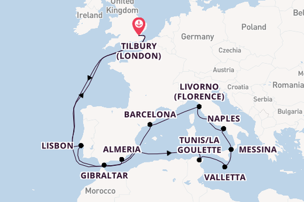 Sailing from Tilbury (London) via Alicante
