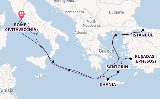 Mediterranean Sea from Rome (Civitavecchia), Italy with the Celebrity Ascent