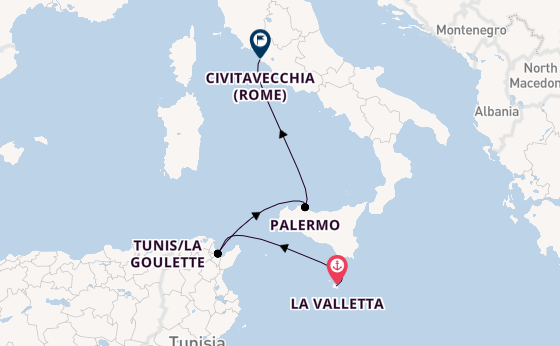 Westelijke Middellandse Zee vanaf La Valletta, Malta met de EXPLORA II