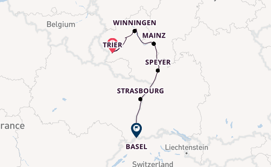 Rhine River, Europe from Trier, Germany with the Viking Idi