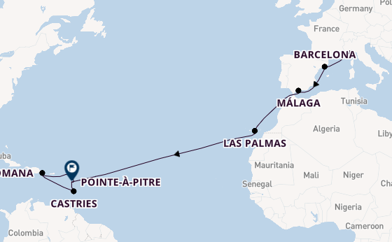 Caribbean vanaf Savona, Italië met de Costa Fascinosa