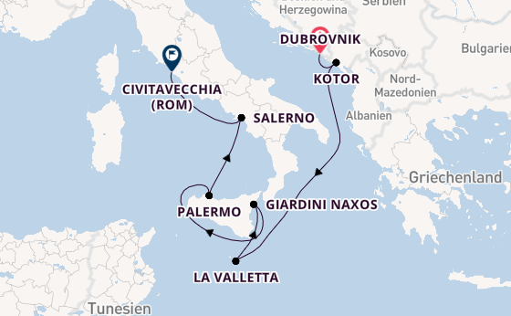 Mittelmeer ab Dubrovnik, Kroatien auf der Seabourn Ovation