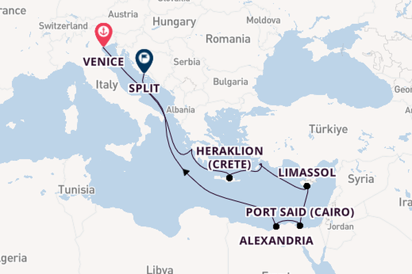 Mediterranean Sea from Venice, Italy with the MSC Lirica
