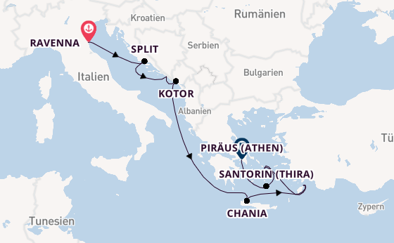 Östliches Mittelmeer ab Ravenna, Italien auf der Celebrity Eclipse