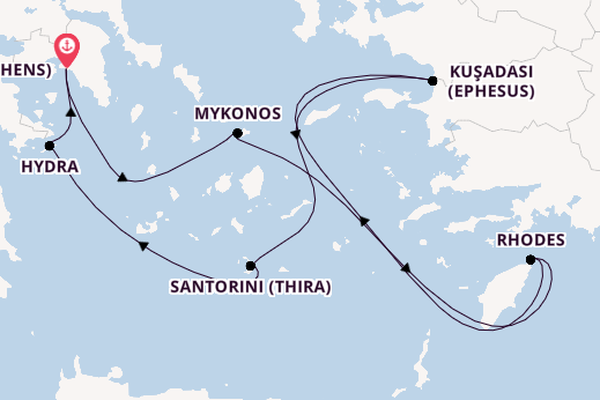 Eastern Mediterranean from Piraeus (Athens), Greece with the Celebrity Infinity