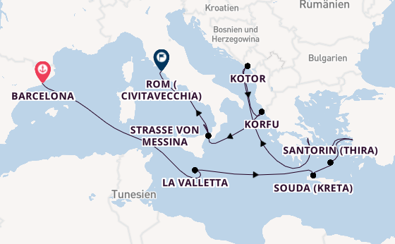 Mittelmeer ab Barcelona, Spanien auf der Oosterdam
