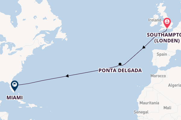 trans-Atlantisch vanaf Southampton (Londen), Engeland met de Queen Anne