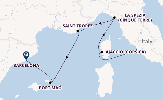 Westelijke Middellandse Zee vanaf Civitavecchia (Rome), Italië met de Explora VI