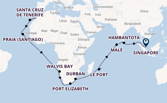Afrika vanaf Las Palmas, Gran Canaria, Spanje met de Mein Schiff 6