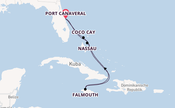 Karibik ab Port Canaveral, USA auf der Harmony of the Seas