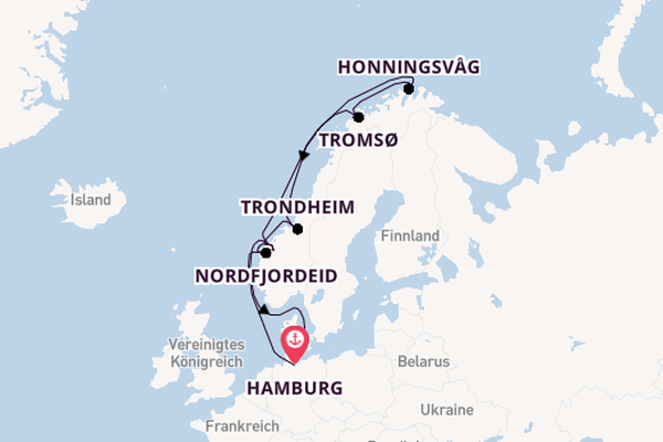 Norwegen ab Hamburg, Deutschland auf der Mein Schiff 1