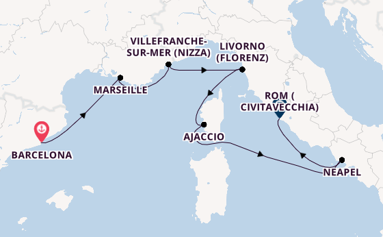Westliches Mittelmeer ab Barcelona, Spanien auf der Explora V
