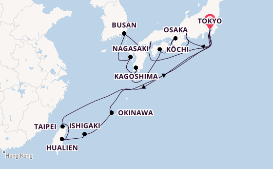 Japan from Tokyo, Japan with the Diamond Princess
