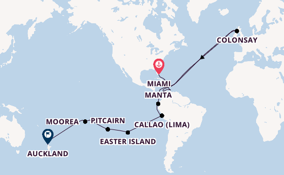 Round-the-World Trip from Miami, Florida, USA with the Azamara Onward