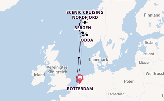 Norwegen ab Rotterdam, Niederlande auf der Rotterdam