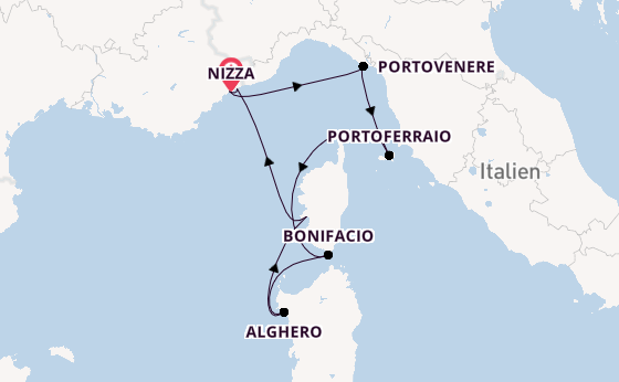 Westliches Mittelmeer ab Nizza, Frankreich auf der Star Clipper