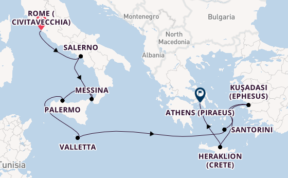 Mediterranean Sea from Rome (Civitavecchia), Italy with the Enchanted Princess