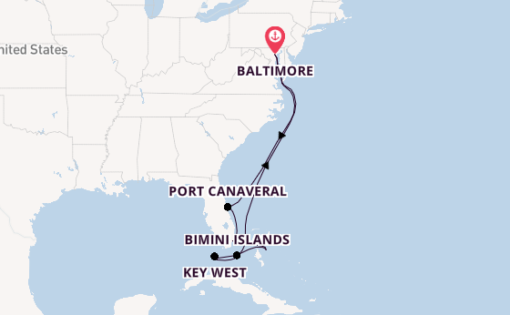 East Coast USA from Baltimore, Maryland, USA with the Vision of the Seas