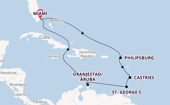 Caribbean from Miami, Florida, USA with the Sonata (Oceania)