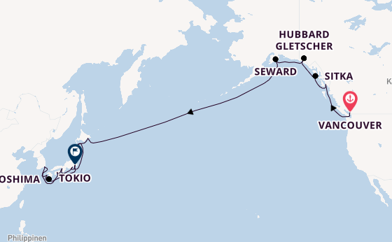 Transpazifik ab Vancouver, Kanada auf der Explora III