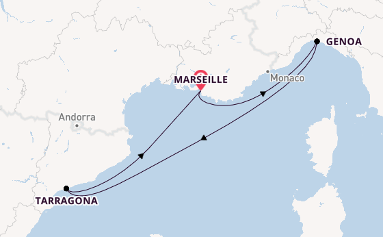 Western Mediterranean from Marseille, France with the MSC Euribia